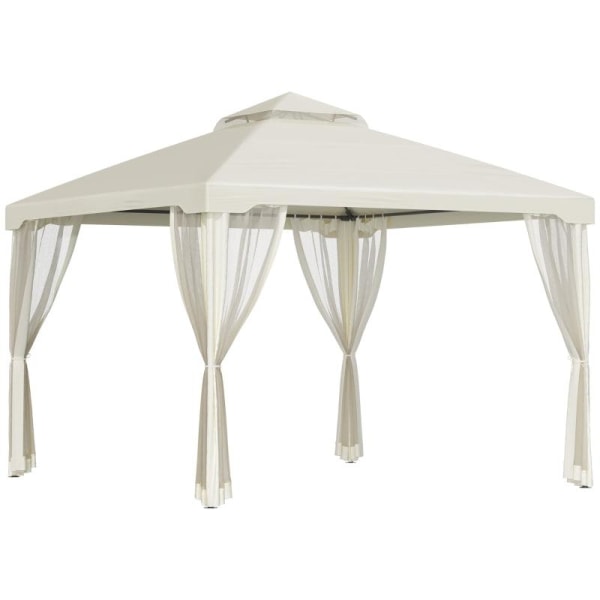 Rootz Gazebo - Puutarhapaviljonki - Paviljongin teltta - Juhlateltta - 4 X sivuseinällä - Säänkestävä - Metalli/polyesteri - Kermanvalkoinen - 2,94 x