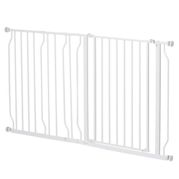 Rootz Pet -turvaportti - Koiran portti - Portaiden portti - Kaksinkertainen lukitusjärjestelmä - Teräs ja ABS - Säädettävä 75-145cm - 145L x 76H cm