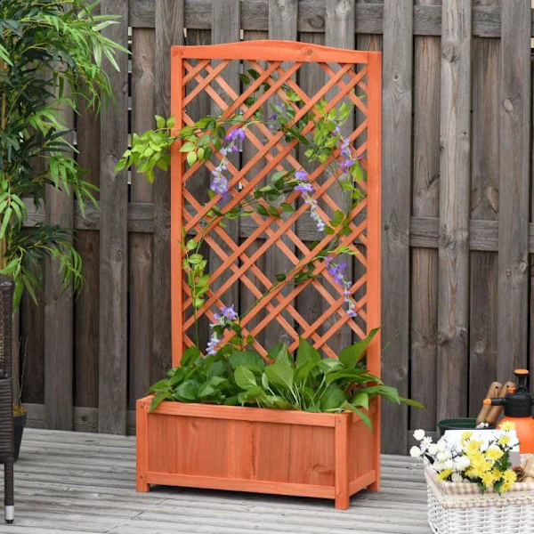 Rootz Plantekasse - Højbed - Blomsterstativ - Grantræ - Gul - 60 x 30 x 122,5 cm