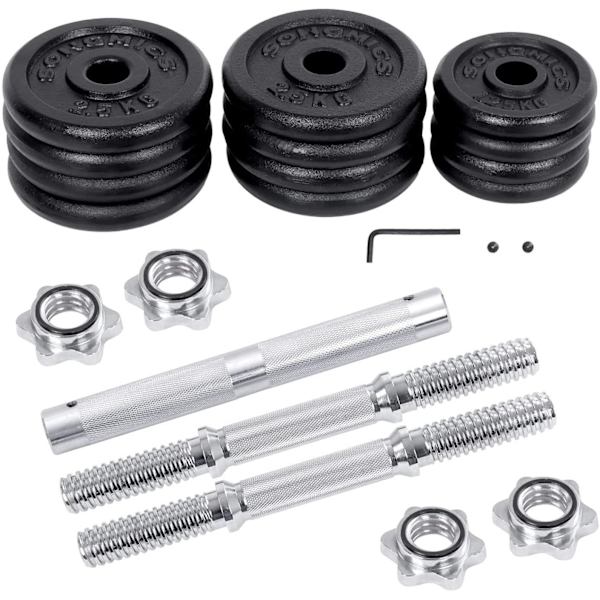 Rootz håndvægtssæt - Justerbar - Tilslutningsrør - 8 x 2,5 kg - 4 x 1,25 kg - Anti-Slip - Støbejern