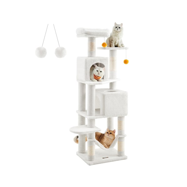 Rootz Skrapstolpe Cat Tree Tower - Spånskiva Cat Climber - Plysch Cat Condo - Sisal Scratcher - 49cm x 40cm x 155cm