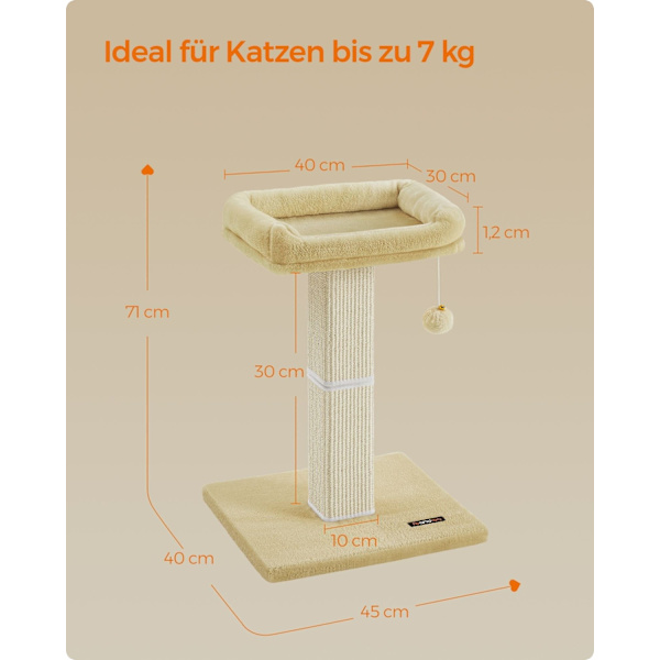 Rootz Cat skrapstolpe - Kitty Scratcher - Sisalstolpe - Skyddar möbler - 60cm x 30cm x 40cm