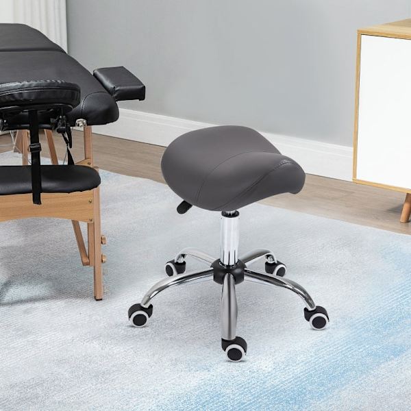 Rootz Rolling Pall - Ergonomisk stol - Justerbar pall - Professionell användning - Främjar hållning - Jämn rörlighet - 52cm x 53cm x 49-61cm - Imitera