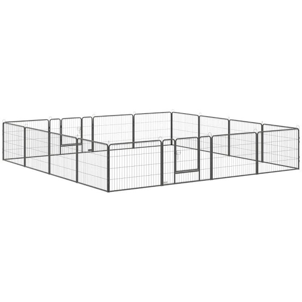 Rootz Pet Leikkikehä - Lemmikkien leikkikehä - Pentuportti - Aitaleikkikehä - Koiran leikkikehä - Koiran aitaus - Teräs - Harmaa - 80W x 60K x 1,5D cm