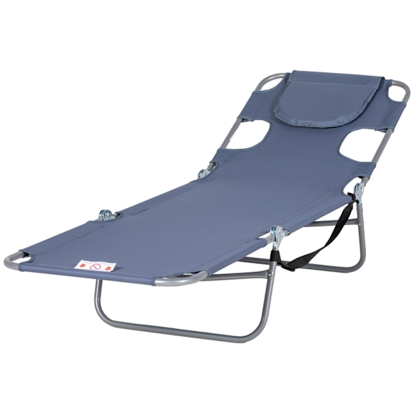 Rootz Garden Deck -tuoli - Sun Lounger - Hierontatuoli - pehmustettu kasvojen aukko - sininen - 185 cm x 55cm x 29cm