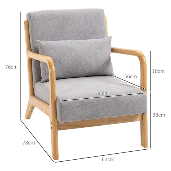 Rootz Elegant Lounge Chair - fåtölj - avslappningsstol - Maximal komfort - 61L x 78W x 76H cm