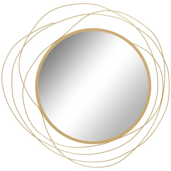 Rootz Round Mirror Väggdekor - Dekorativ spegel - Metallramspegel - Tjockt glas - Enkel montering - Guld - Ø65cm x 1cm