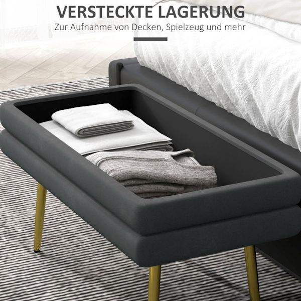 Rootz polstret opbevaringsbænk - Accentbænk - Siddebænk - Moderne Scandi Design - Rigelig opbevaring - Komfortable siddepladser - 79,5 cm x 37,5 cm x