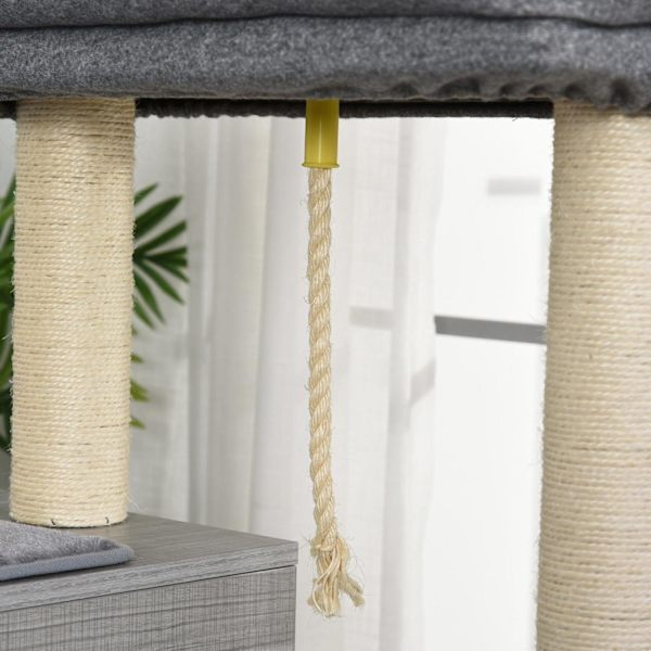 Rootz Scratching Cat Tree Climbing - Grå, Hvid - Spånplade, Sisal, Plys - 23,22 cm x 148,89 cm x 61,02 cm