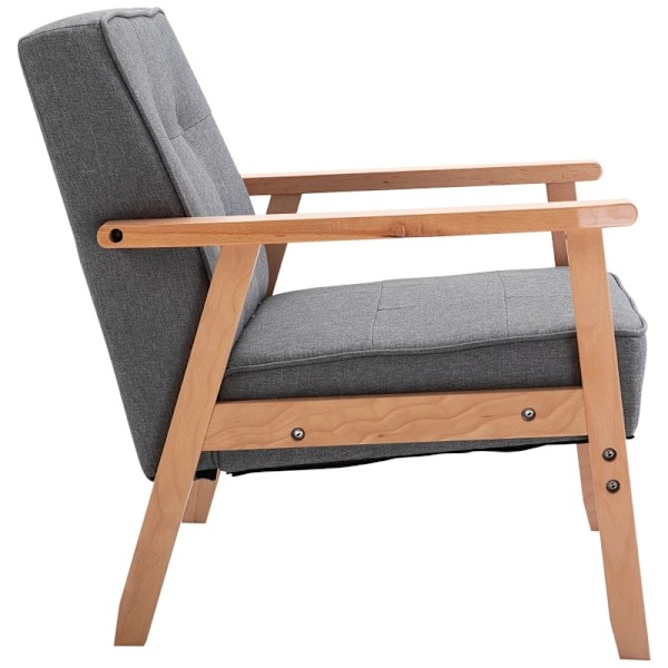 Rootz Armchair - Accent Chair - Single Sofa -lounge Chair - Upholstered Chair - With Armrests - Wooden Frame - Dark Gray - 64.5 x 70 x 74 cm