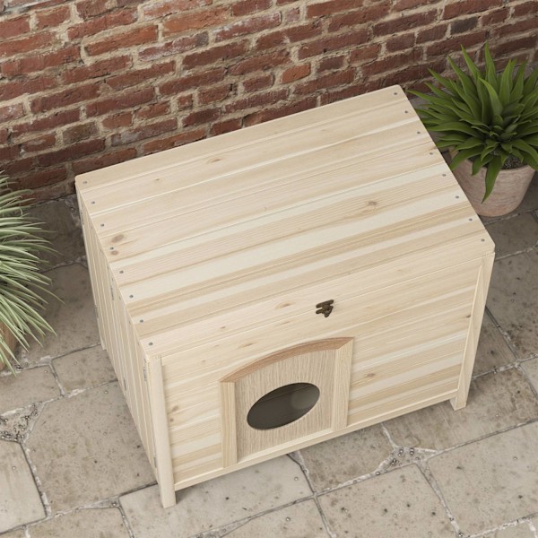 Rootz Small Pet House - Cat Shelter - Dwarf Rabbit Abode - Foldbar Wood - 78cm x 51 cm x 62 cm