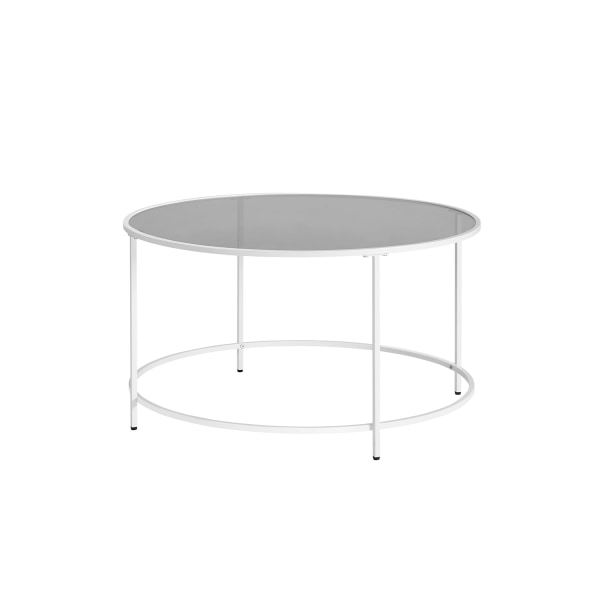 Rootz soffbord i glas - Runt bord - Stålstomme - Skiva i härdat glas - Pärlvit-skiffergrå - 84 cm x 45,5 cm - Lätt - Robust - Enkel montering