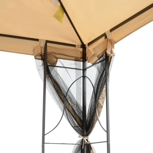 Rootz Partytält - Paviljong - Väderbeständig - Sidoväggar - Beige - Svart - Metall - Polyester - L300 x B300 x H278 cm