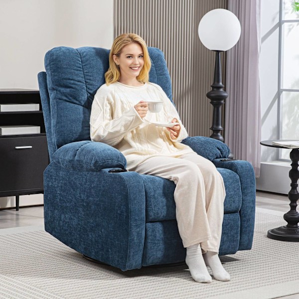 Rootz Relaxation fåtölj - Reclinerstol - Roterbar stol - Helt justerbar komfort - 88x96x108cm, mörkblå