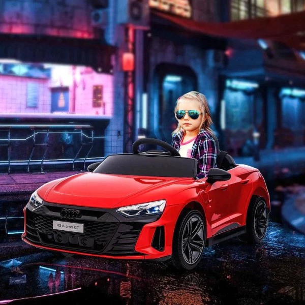 Rootz børnekøretøj - Børnebil - Elbil - Audi Licenseret - Med sikkerhedssele - Fjernbetjening - PP/Metal - Rød/Sort - 103 x 58 x 41 cm