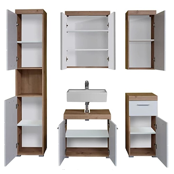 Rootz Badeværelsessæt - Badeværelsesskabe - Højglans - 163 x 190 x 34 cm White High gloss