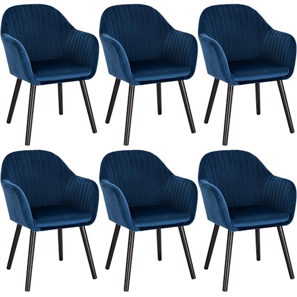 Rootz Set med 6 matstolar - Sammetsklädd - Köksstolar - Ergonomiskt stöd - Enkel montering - Hållbar konstruktion - 81cm x 40cm x 40cm