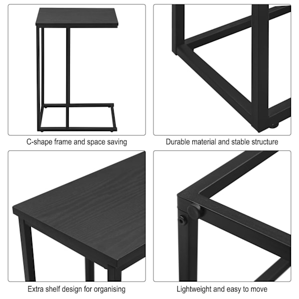 Rootz sidobord - Soffbord - Soffbord - Soffbord - Nattduksbord - Laptopställ - Svart - 45x25x63,5cm
