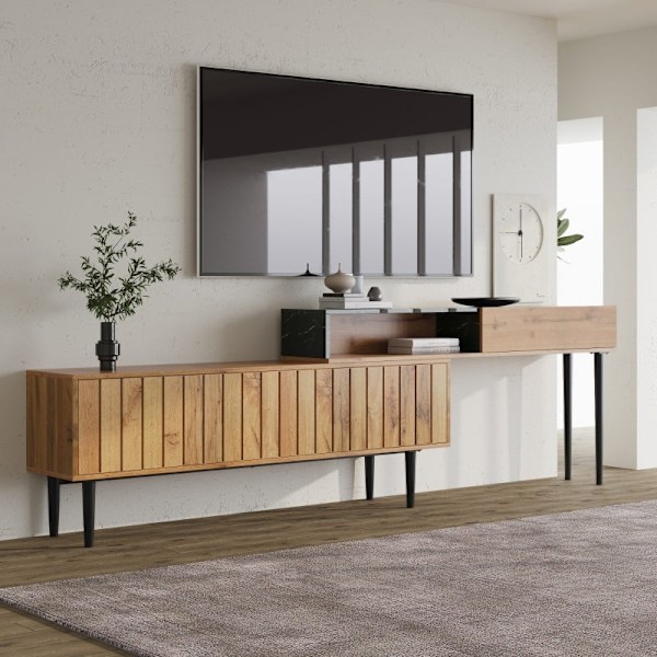 Rootz Premium TV Stand - Mediekonsol - Underholdningscenter - Holdbar og pladsbesparende - 129,0L x 30,0W x 58,0H cm