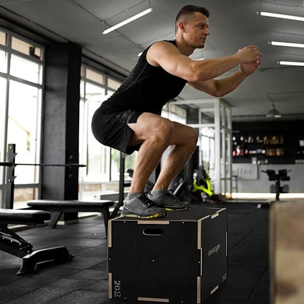 Rootz Wooden Plyometric Jump Box - Crossfit Jump Trainer - Box Jump Utrustning - Bokträ - 76cm x 61cm x 51cm
