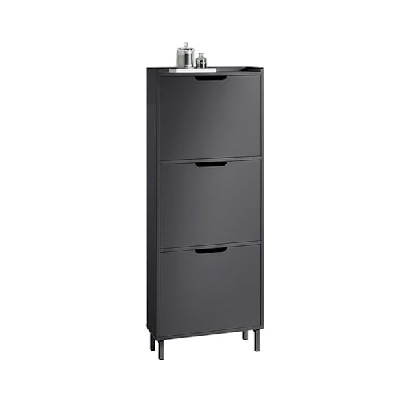 Rootz Shoe Tipper Cabinet - Skoorganisator - Skoförvaring - Utrymmesbesparande design - Mångsidig förvaring - Förbättrad stabilitet - Svart MDF och me