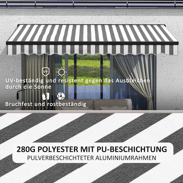Rootz soltält - Infällbar kapell - Utomhusskydd - Väderbeständig - Enkel installation - UV-skydd - 350L x 250W cm - Aluminium & Polyester