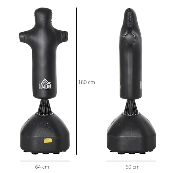 Rootz Boxing Standard - Boxing Dummy - Boksesøjle - Stål - Sort - 60 x 64 x 180 cm