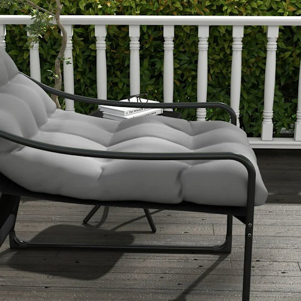 Rootz Fåtölj - Trädgårdsstol - Tjock sits - Trädgårdssoffa - PP Bomull - Stål-polyester - Grå - 62L x 110W x 88H cm