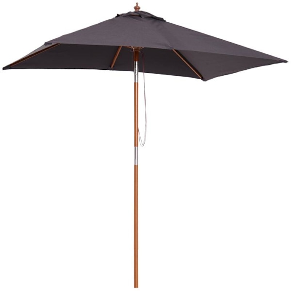 Rootz Parasol - Sammenklappelig haveparasol - Strandparasol - 3-trins Justerbar - Grantræ + Polyester - Mørkegrå - 200 x 150 x 230 cm