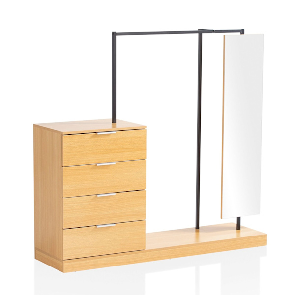 Rootz 3-delat garderobsset - Klädskåp - Kommod - Ekdekor - Rymlig förvaring - Spegel - 145 cm x 138 cm x 40,5 cm