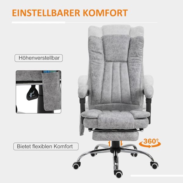 Rootz Kontorsstolsmassage - Grå - Mikrofiber, Skum - 24,4 cm x 26,37 cm x 44,48 cm