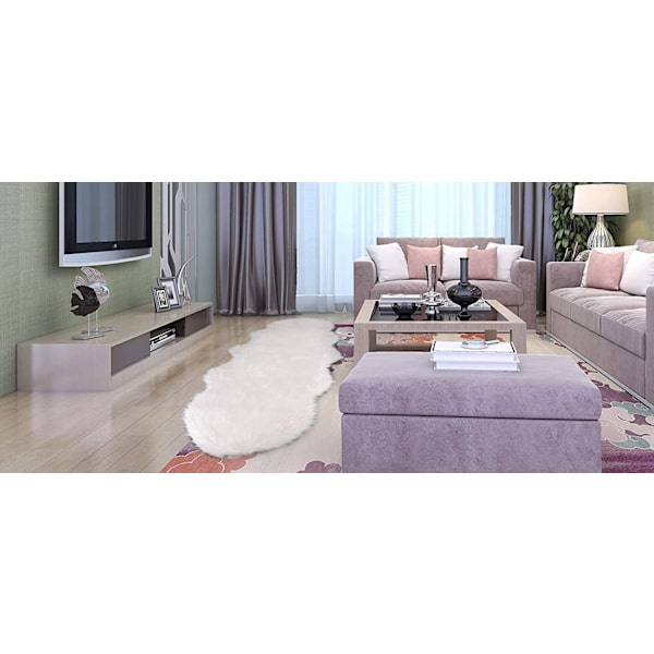 Rootz Faux Fur Area matto - Pehmeä matto - Shag matto - Lämpötilan tasapainotus - 60cm x 180cm - Polyesteri - Tummanharmaa/valkoinen