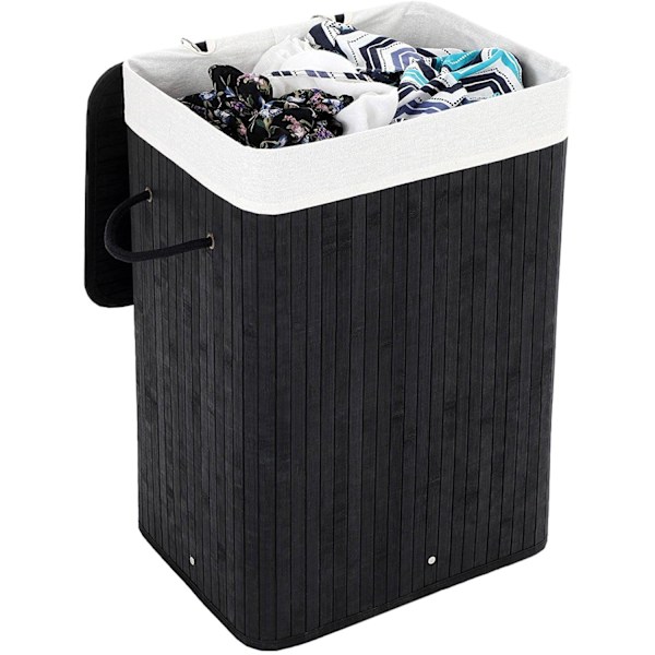 Rootz Hopfällbar Tvättkorg Bambu - Tvättkorg - 72L Svart