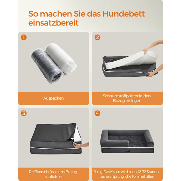 Rootz Ortopedisk Hundsäng - Husdjurssäng - Memory Foam Madrass - Upphöjd bolster - 120cm x 85cm x 25cm
