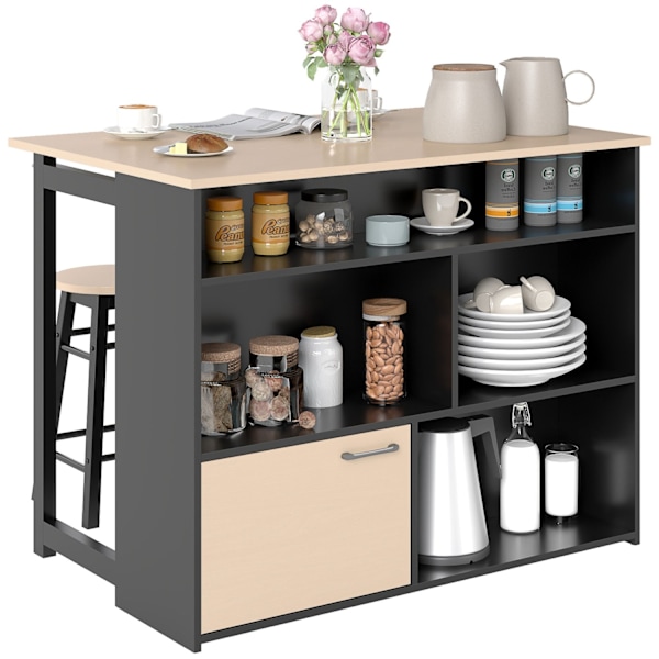Rootz 3 Piece Barset - Bar Table Set - Foldbar matuppsättning - 6 förvaringsfack - 116x70x89,5 cm
