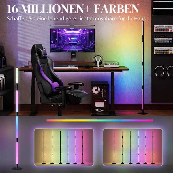Rootz LED -lattiavalaisin - pohjavalaisin - Värinvaihtovalo - Musiikin synkronointi - 18 cm x 159,5 cm - kaukosäädin ja app -musta