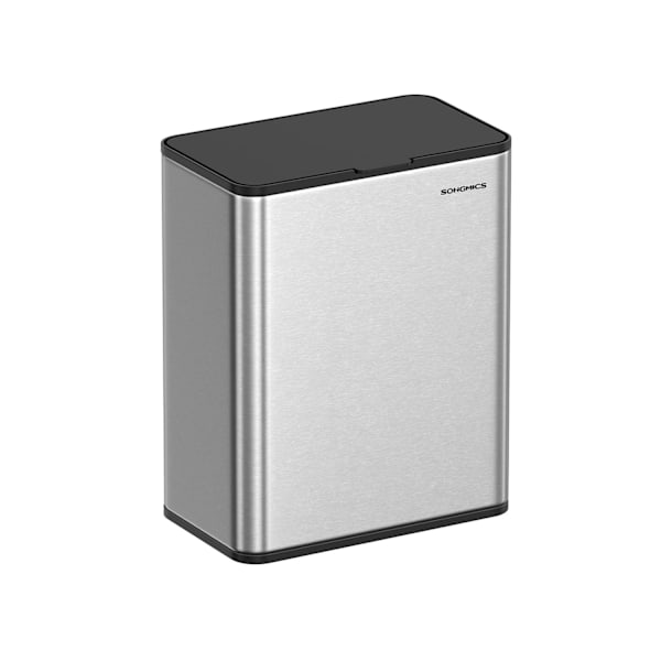 Rootz Metallic Silver papperskorg - Stålbehållare - PP-plasthink - ABS-bas - 25,8 cm x 15,2 cm x 32 cm - 8L Kapacitet