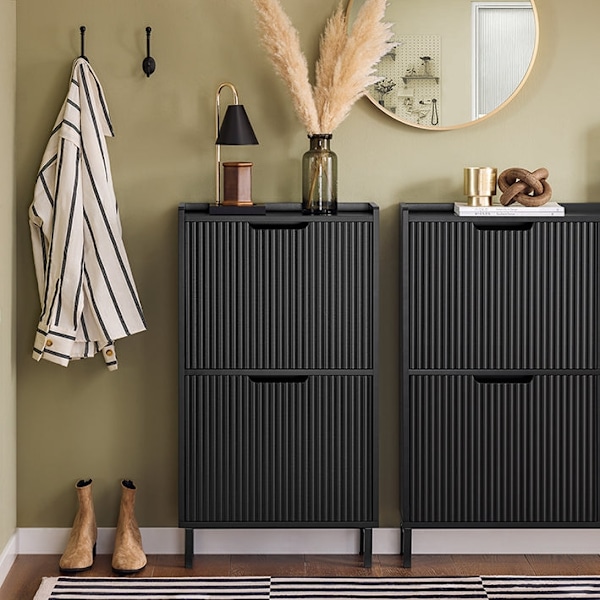Rootz Folding Shoe Organizer - Shoe Cabinet - Lagringsenhet - Stabil konstruktion - 50x90x19cm, håller 12 kg, MDF & Metal, svart