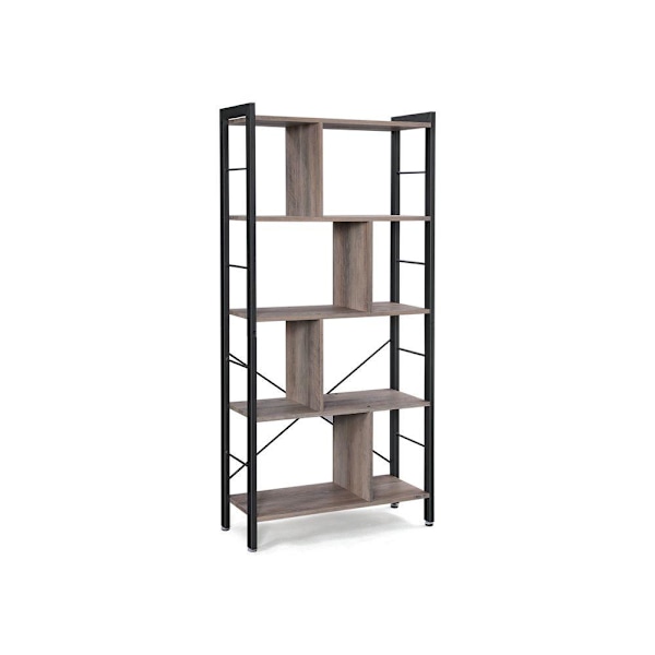 Rootz 2 Reol - Reoler - Industriel - Træ - Jernramme - Grå / Sort - 74 x 30 x 154,5 cm (LxBxH)