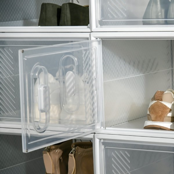 Rootz 8 stykker sko rack - Stackable skobokse - Modulær skoarrangør - Støvbeskyttelse - 28 x 36 x 21 cm