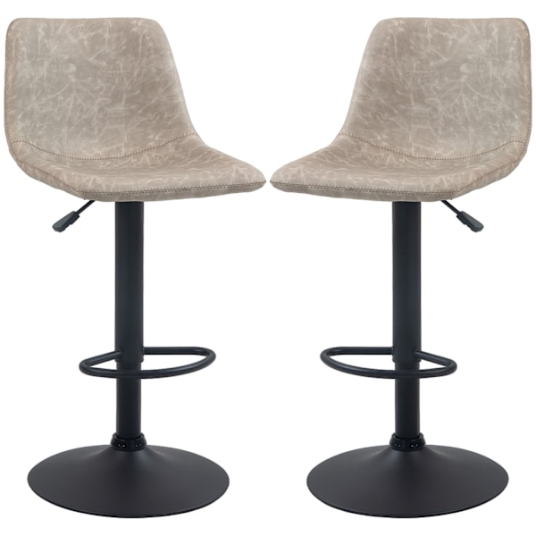 Rootz Justerbar drejelig barkrakker Set - Retro køkken afføring - Faux læderstænger - Højde Justerbar - 42x47.5x90.5-111.5 cm brun -sort
