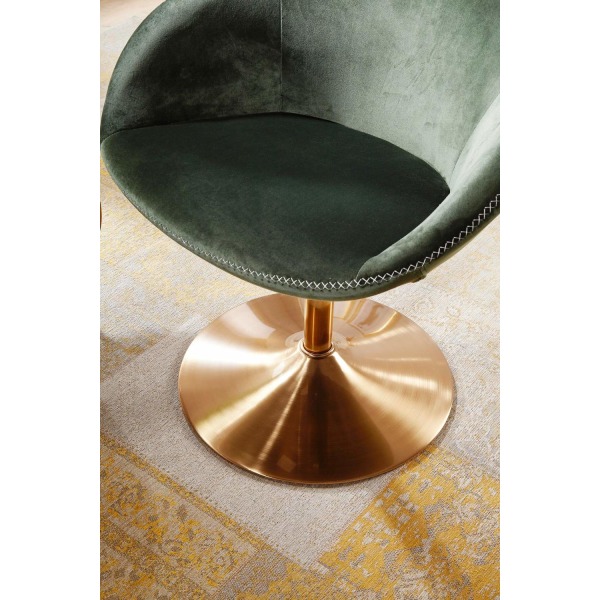 Rootz stol sammetsgrön - guld 70x79x70 cm design snurrstol - Klu