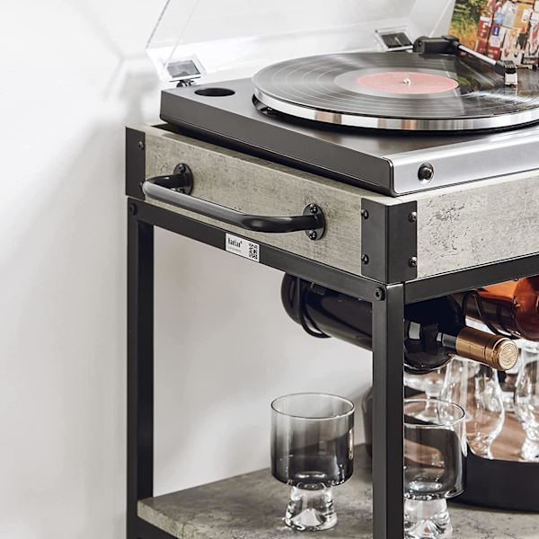 Rootz Modern Design 3 Etagers Køkkenvogn Serveringsvogn med Vinreol Metal & MDF