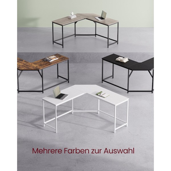Rootz Modern Computer Desk - Kontorbord - Arbejdsstation - Spånplade - Robust stålramme - 149cm x 149cm x 76cm