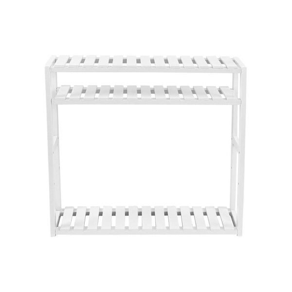 Rootz badrumshylla - Hylla - Badrumshylla i bambu - 3-vånings badrumshylla - Hylla - Bambu - Vit - 60 x 54 x 15 cm (B x H x D)