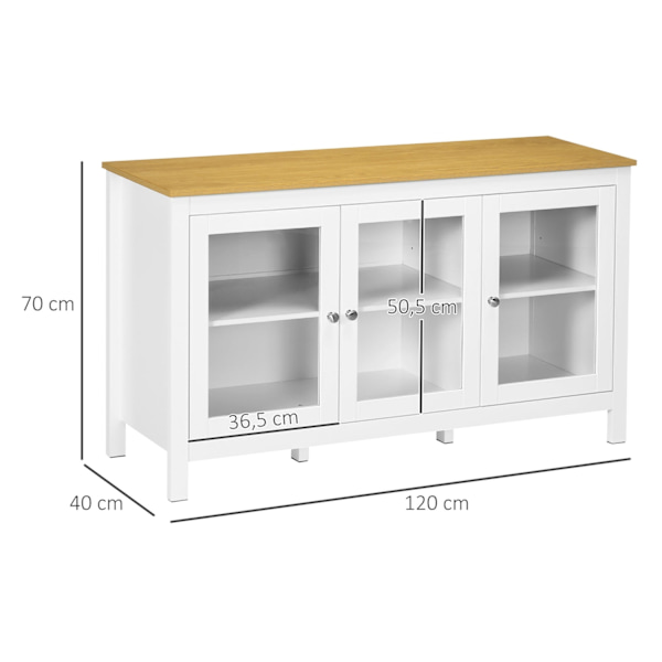 Rootz Sideboard Buffet - Glasskåp - förvaringsskåp - Klassisk design - 120 x 40 x 70 cm