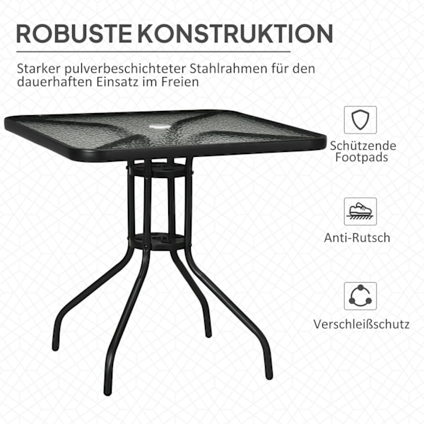 Rootz Garden Bord - Patio Bord - Udendørs spisebord - Vejrbestandig og robust stabilitet - 76x76x72 cm