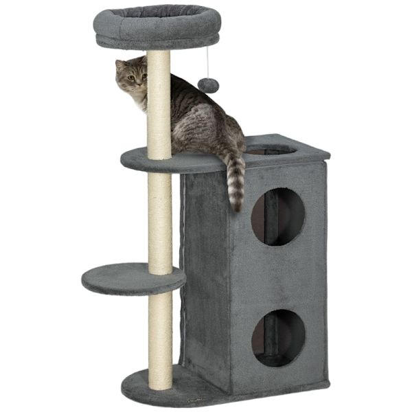 Rootz Cat Tree - Cat Climbing Tree - Lekfulla kattmöbler - Sisal skrapstolpar - 55cm x 34cm x 111cm