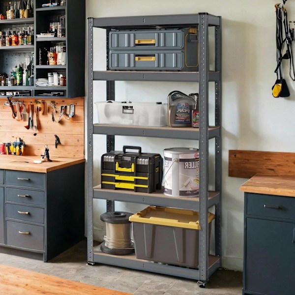 Rootz Stand Shelf - Boghylde - Lagerhylde - Robust stålramme - 30 cm x 75 cm x 150 cm