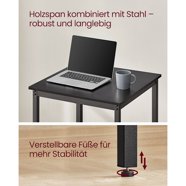 Rootz Ebony Black-Black baaripöytä - Korkea pöytä - Korkea pöytä - Lastulevy ja teräs - Kevyt - Tukeva - Helppo koota - 60cm x 60cm x 92cm